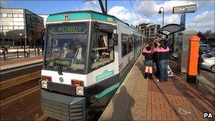 Metrolink tram in Manchester