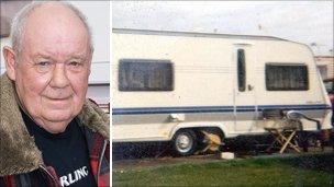 Williams Roberts and the caravan that was stolen with him still inside it