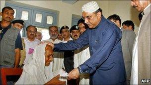 Pakistani President Asif Ali Zardari in Sukkur