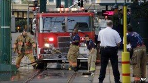 Emergency services cleaning up after shooting - Buffalo, New York, 14 August 2010