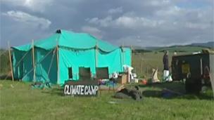 The climate camp in the Vale of Neath before police dispersed protesters