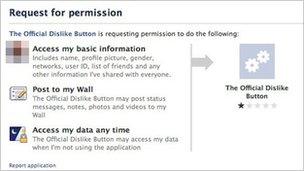 Dislike button permission page