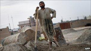 Construction worker in Lashkar Gah in March 2010