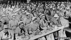 Dinner time at a workhouse