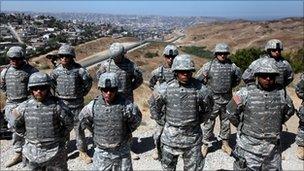 US National Guard troops at the Mexico border