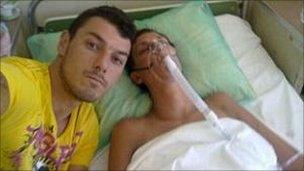 Carrie and Michael Dudbridge in hospital