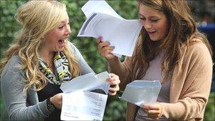 A level students celebrate at Brighton College, East Sussex