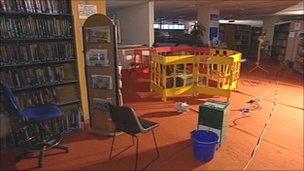 Flood damage at library