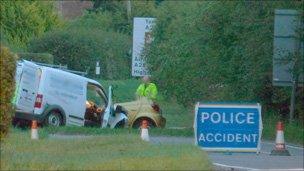 Car crash on the A262 near Tenterden