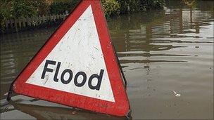 A flood warning sign (generic)