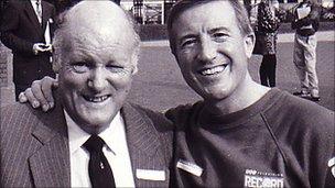 Gwilym Hughes with the late entertainer Roy Castle
