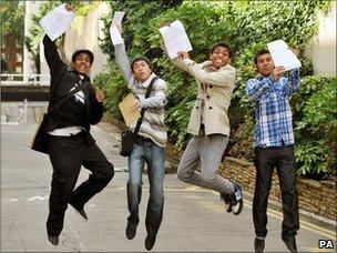 Boys from Pimlico Academy celebrate GCSE results