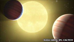 An artist's impression of Kepler-9b and 9c (NASA/Ames/JPL-Caltech)