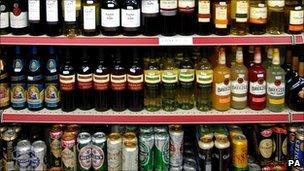Alcohol on display in off-licence