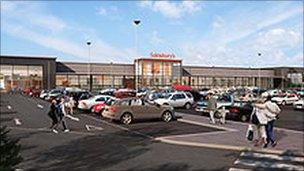 A computer generated image of what the new Sainsbury's store will look like