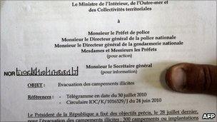 Copy of French Interior Ministry circular