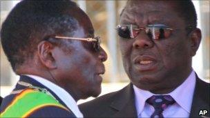Robert Mugabe (left) and Morgan Tsvangirai (right)