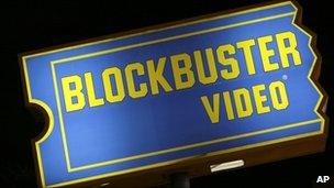 A Blockbuster store sign