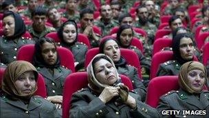 Afghan female officers at their graduation ceremony