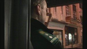 Paramedic in ambulance