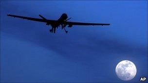 US Predator drone flies over Kandahar Air Field, southern Afghanistan, file image