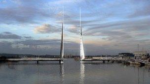 Computer image of how the Twin Sails Bridge may look