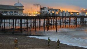 Hastings pier ablaze. Photo: Simon Hookey