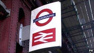 A sign at an entrance to Waterloo station