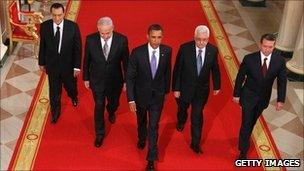 President Obama with Middle East leaders at the White House on 1 September