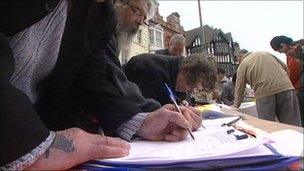 People signing petition in Wolverhampton