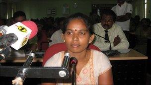 Punitharuban Vanitha giving evidence before the presidential panel