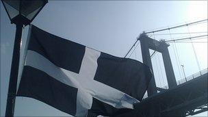 Cornish flag at Tamar Bridge