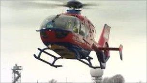 Devon air ambulance in flight