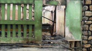 The burnt out police station in Maiduguri