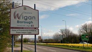 Welcome to Wigan sign
