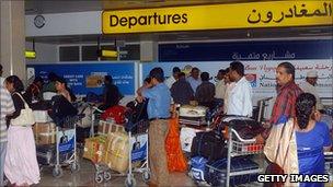Passengers in Muscat airport in Oman