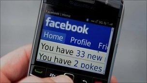 Mobile phone with Facebook app