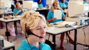 Woman on the phone in a call centre