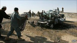 Scene of a suicide attack in Ghazni province. 28 September 2010