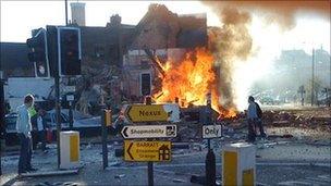 Explosion in Shrewsbury town centre-photo by Bill Gee