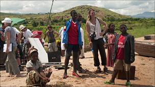 Debs Gardner-Paterson (third-right) directs Africa United