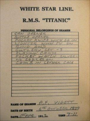 Chitty slip from RMS Titanic