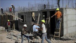 A construction site in the West Bank Jewish settlement of Kiryat Arba, near Hebron, 20 October