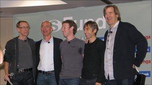 Facebook co-founder Mark Zuckerberg (centre) with other members of the sFund