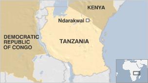 Map showing location of Ndarakwai, Tanzania (Image: BBC)
