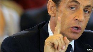 President Nicolas Sarkozy, in Bonneval, 21/10
