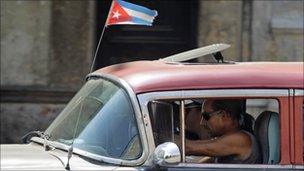 Self-employed taxi driver in Cuba