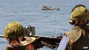 Canadian navy watches a Yemeni fishing boat, file image
