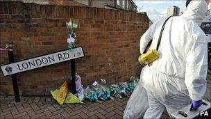Tributes at the Plaistow shooting scene