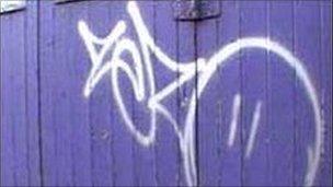 Graffiti on garage door